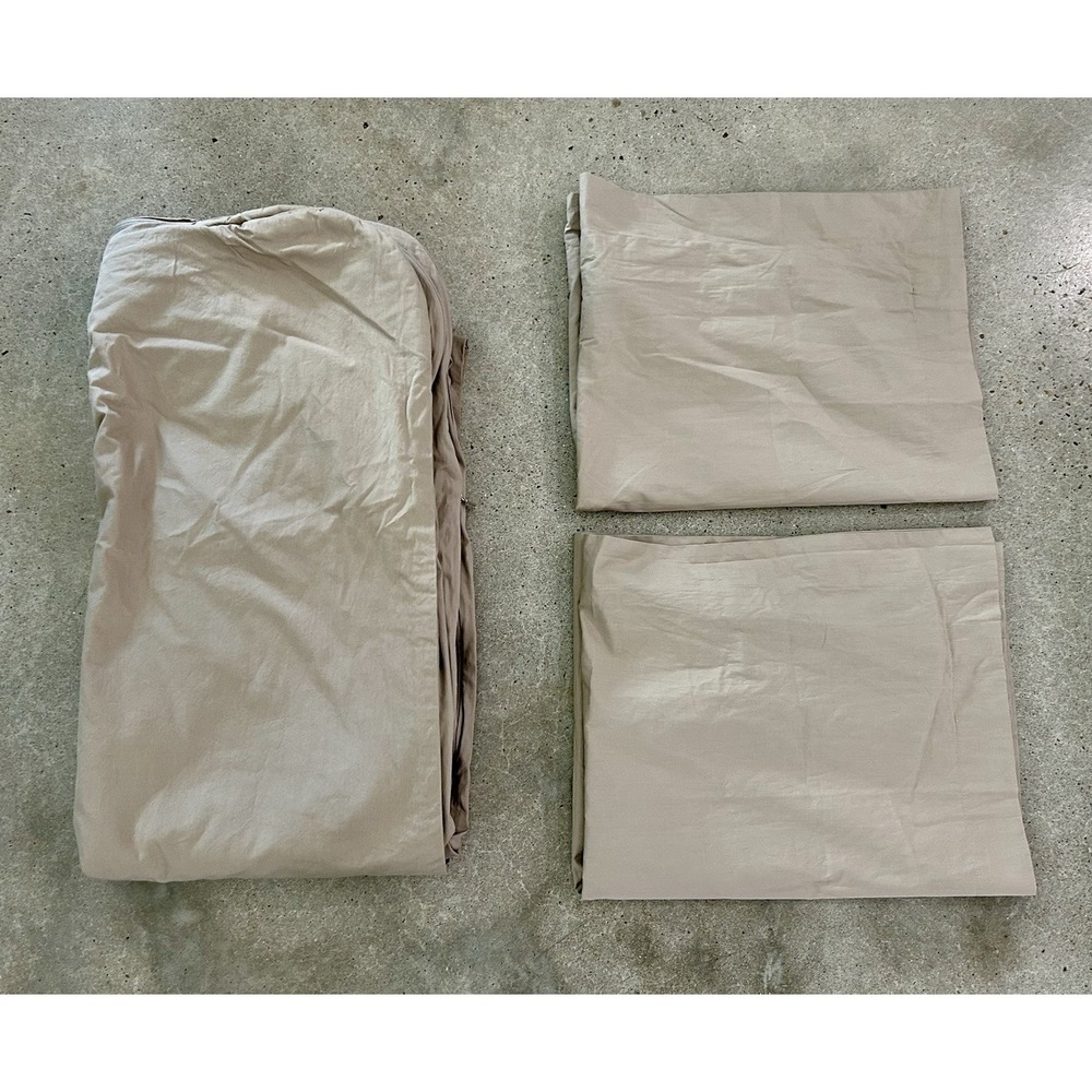 Doze Bedding Cotton Full Queen Duvet Cover & Shams Dune Khaki Tan